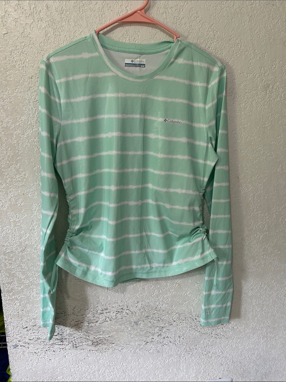 Columbia Mint and White Striped Long-Sleeve Performance Tee